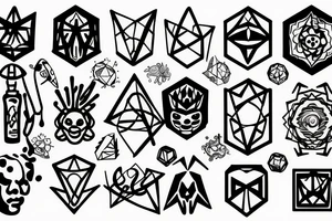 A psychology symbol along with a brain with hexagonal shapes tattoo idea