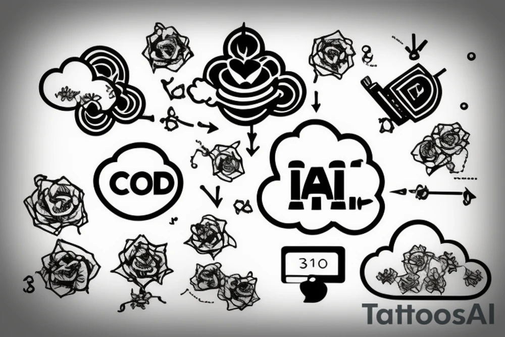garden with internet connection and sending data to cloud tattoo idea