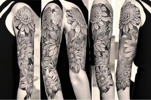 Sleeve using birth flowers for January July and august. tattoo idea