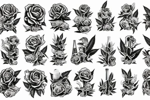 Cannabis dinosaur rose alien magic jar tattoo idea