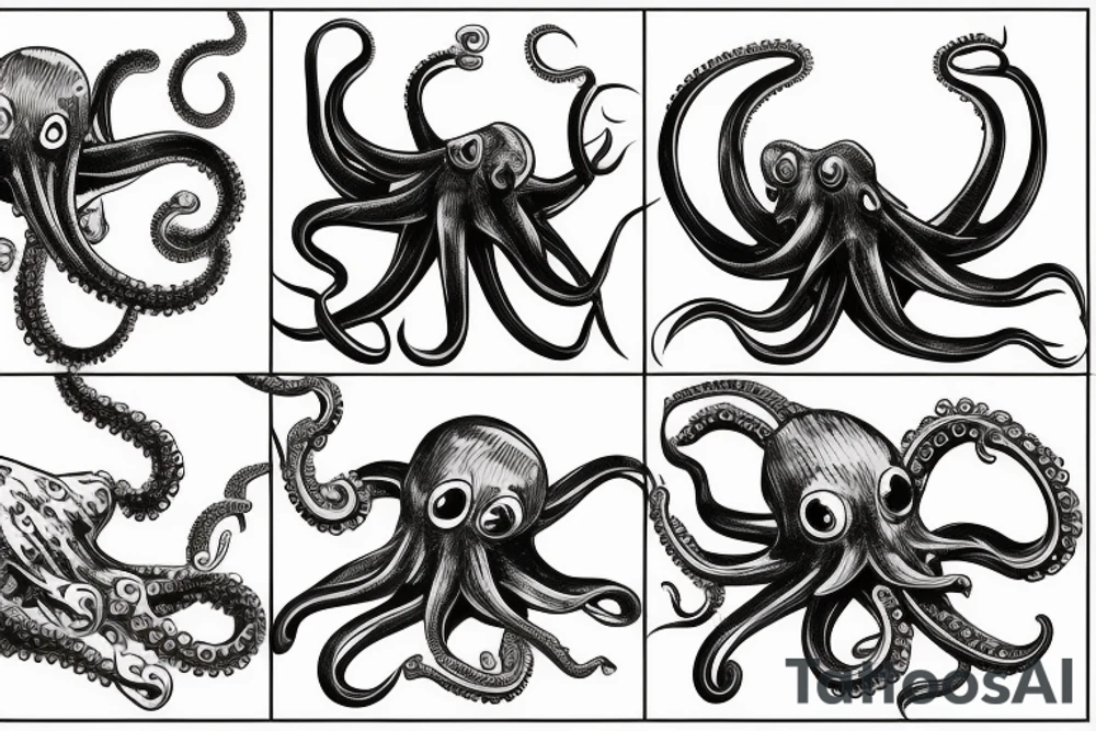 diver being attacked by an octopus tattoo idea