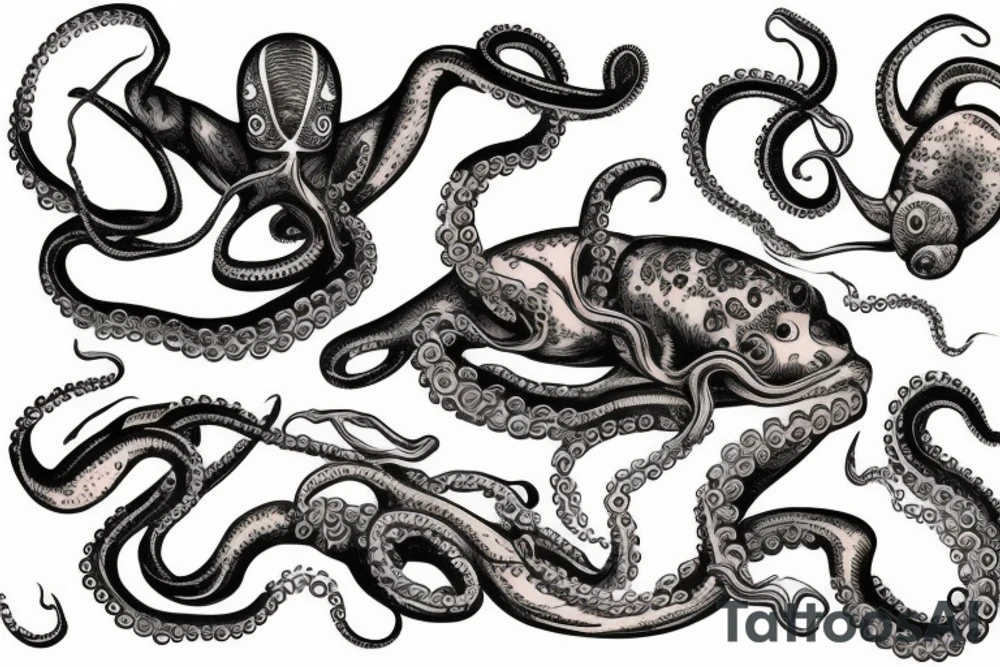 diver being attacked by an octopus tattoo idea