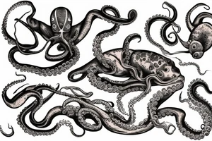 diver being attacked by an octopus tattoo idea