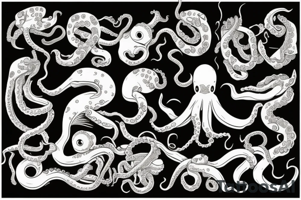 diver being attacked by an octopus tattoo idea