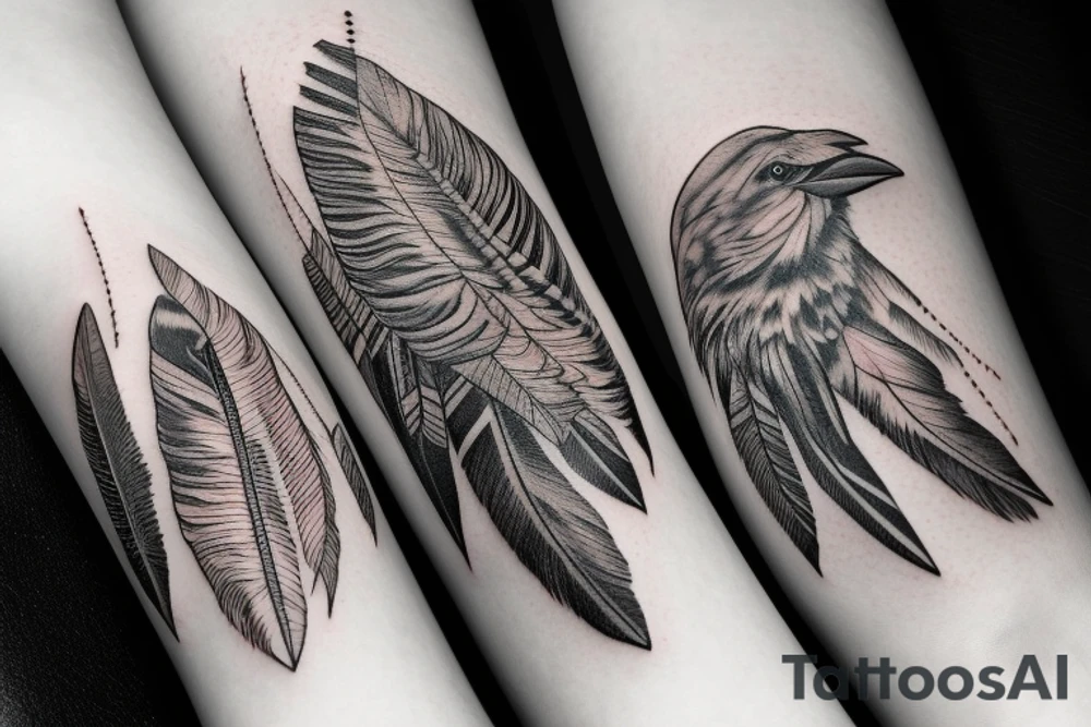 Crow feathers arm tattoo idea