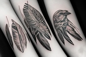 Crow feathers arm tattoo idea