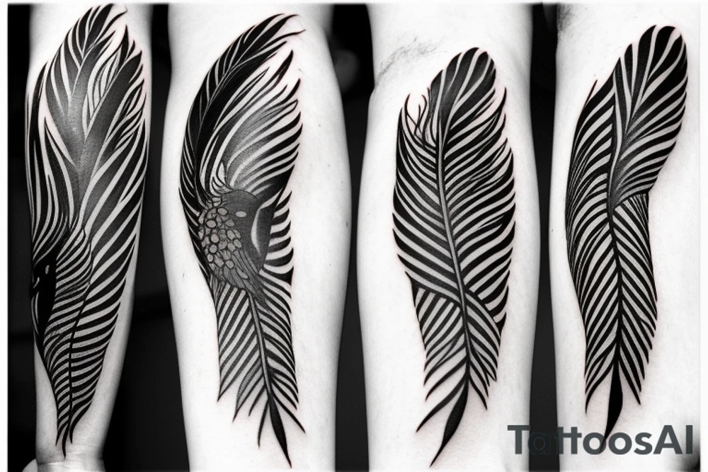 Crow feathers shoulder and arm tattoo idea