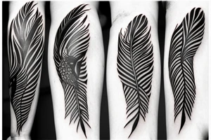 Crow feathers shoulder and arm tattoo idea