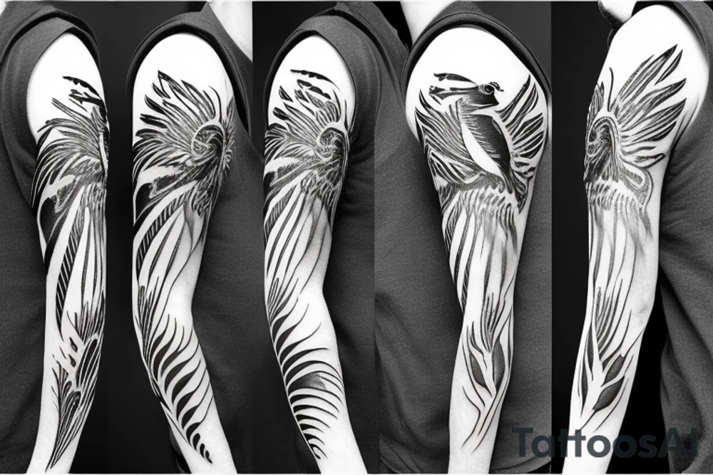 Crow feathers shoulder and arm tattoo idea