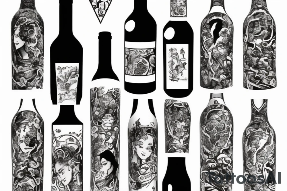 Wine bottle tattoo idea