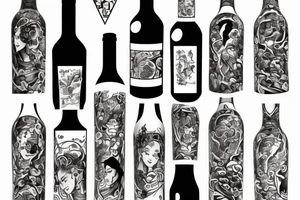 Wine bottle tattoo idea