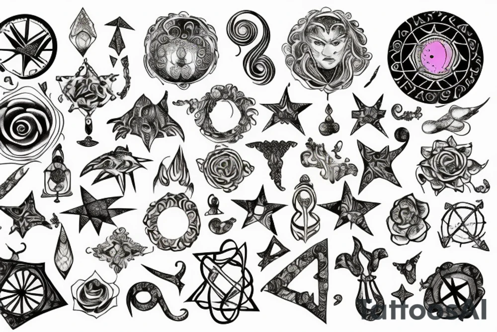 Wiccan astrology bright tattoo idea