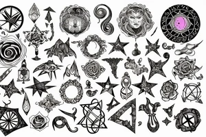 Wiccan astrology bright tattoo idea