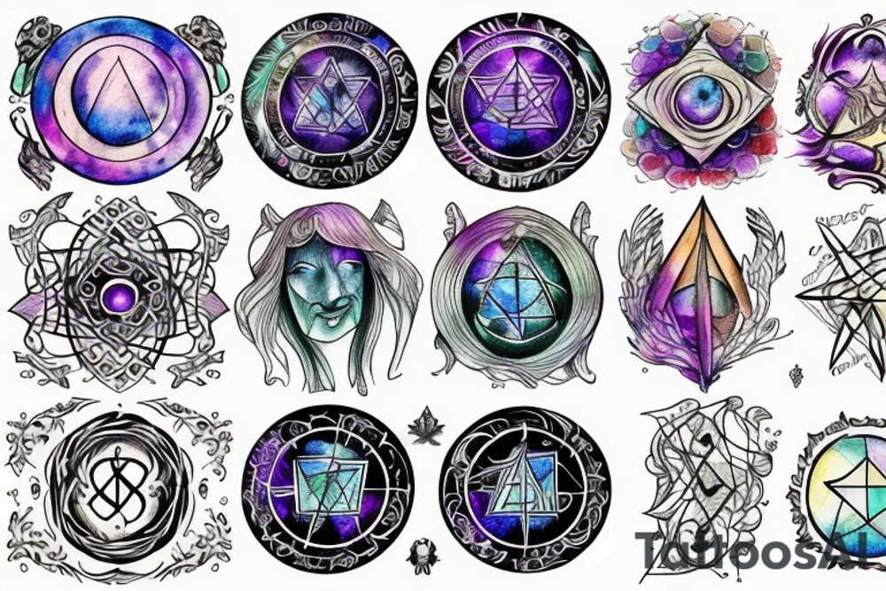 Wiccan astrology bright tattoo idea