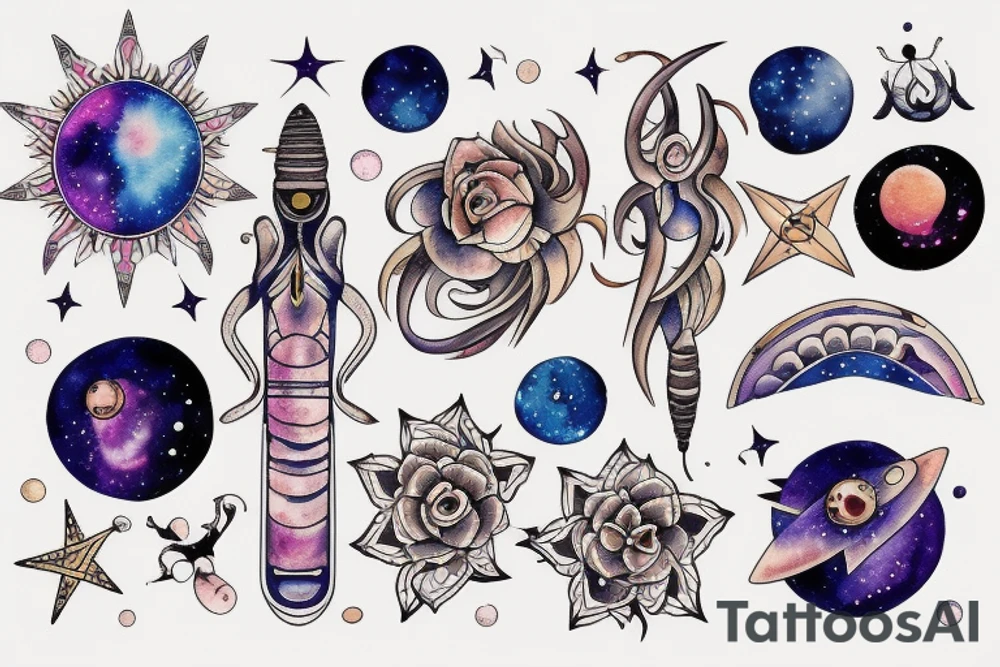 Space and astrology tattoo idea