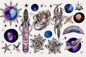 Space and astrology tattoo idea