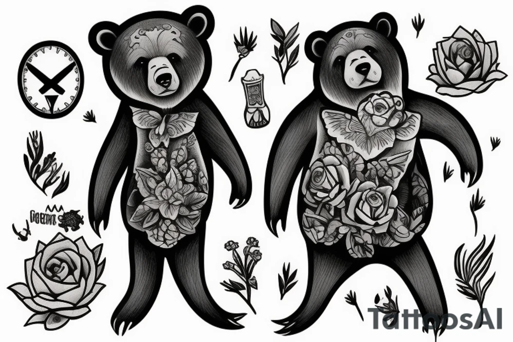 Bear on a cliff tattoo idea