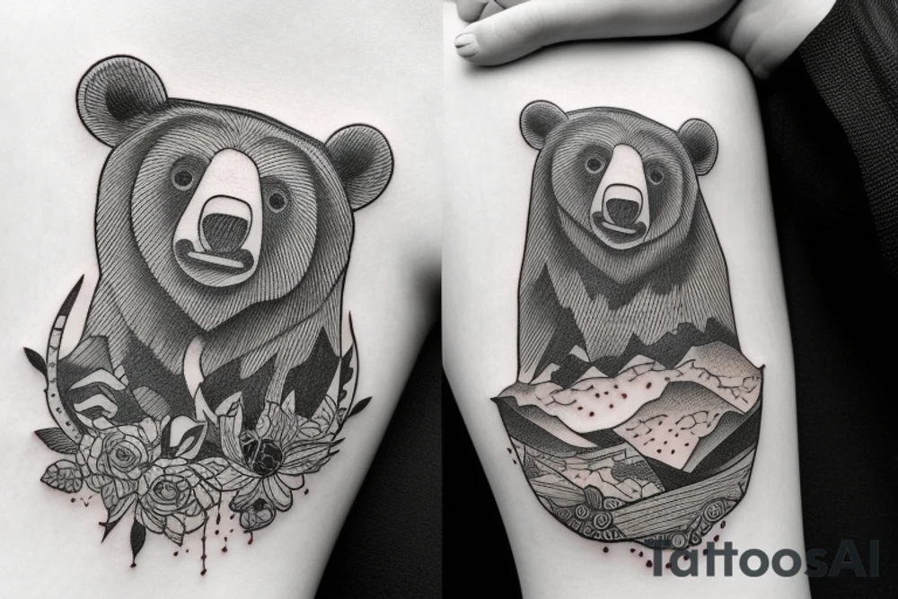 Bear standing on a cliff tattoo idea