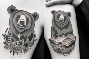 Bear standing on a cliff tattoo idea
