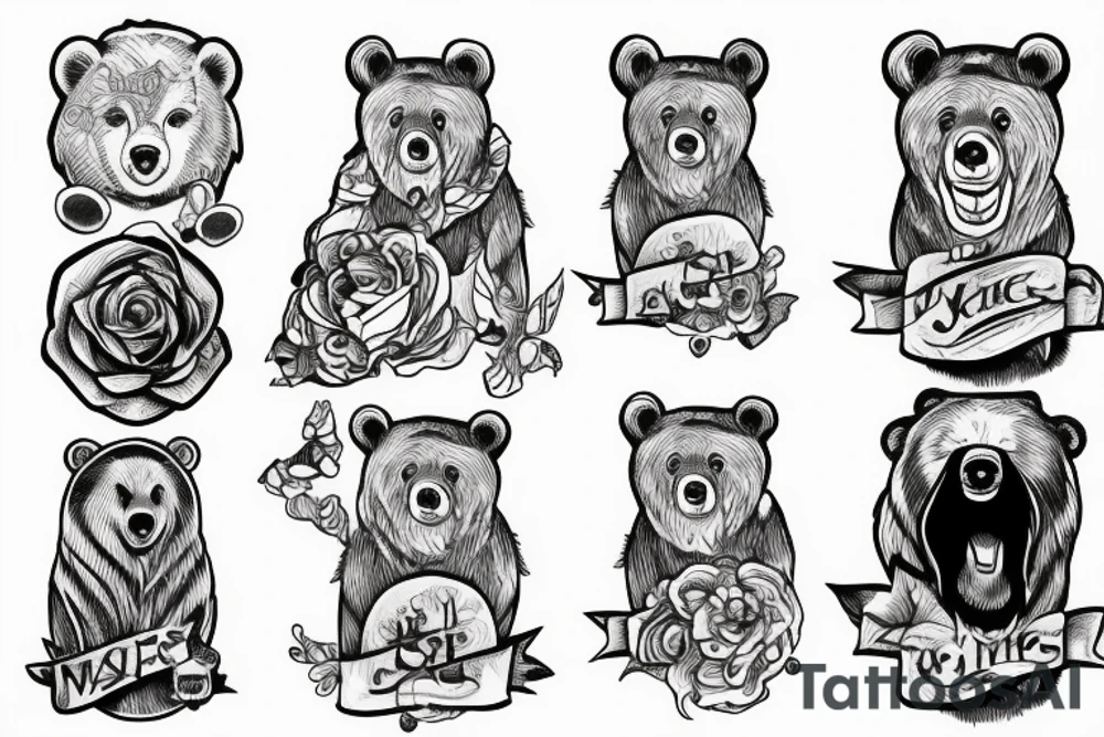 Bear standing on a cliff tattoo idea
