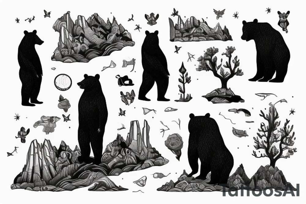 Bear standing on a cliff tattoo idea
