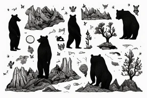 Bear standing on a cliff tattoo idea