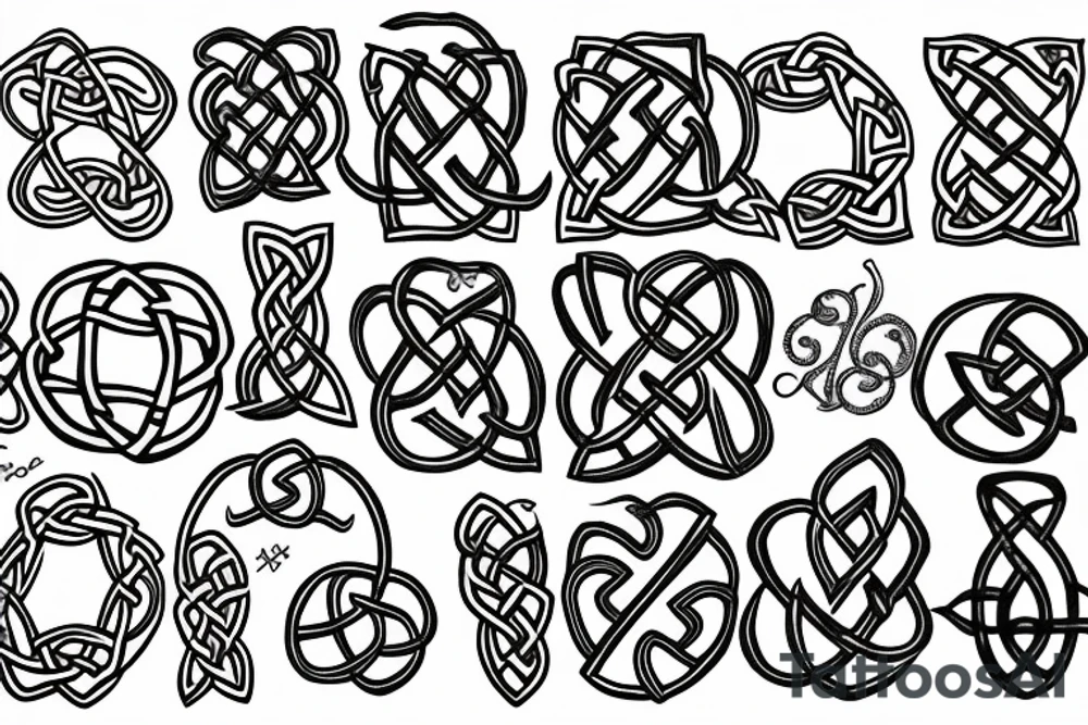 celtic knot with symbols of air water earth fire tattoo idea