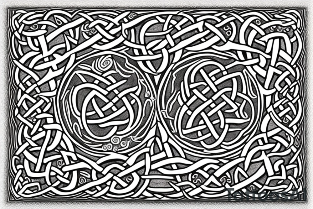 celtic knot with symbols of air water earth fire tattoo idea