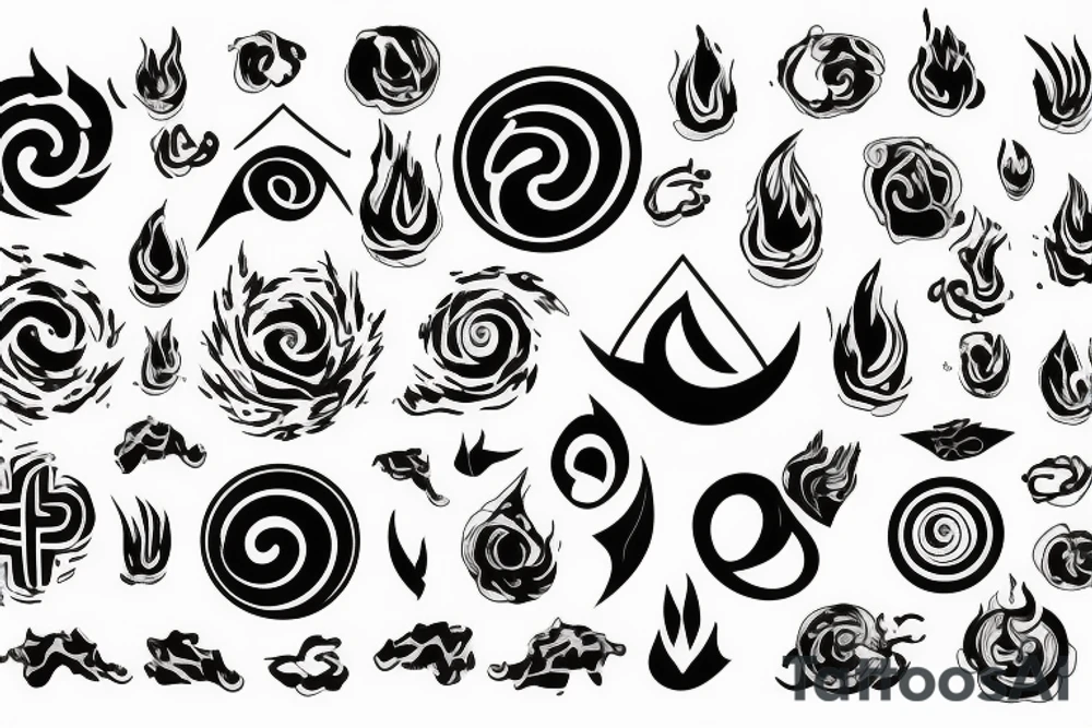 air water earth fire symbols tattoo idea
