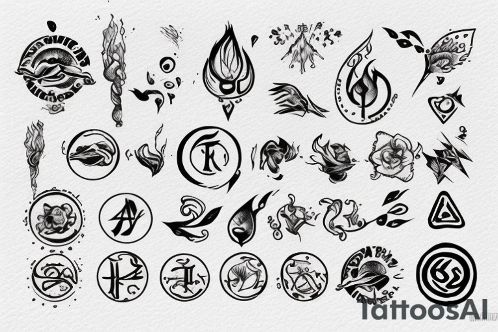 air water earth fire symbols tattoo idea