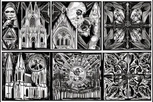 Cologne cathedral with gothic style tattoo idea