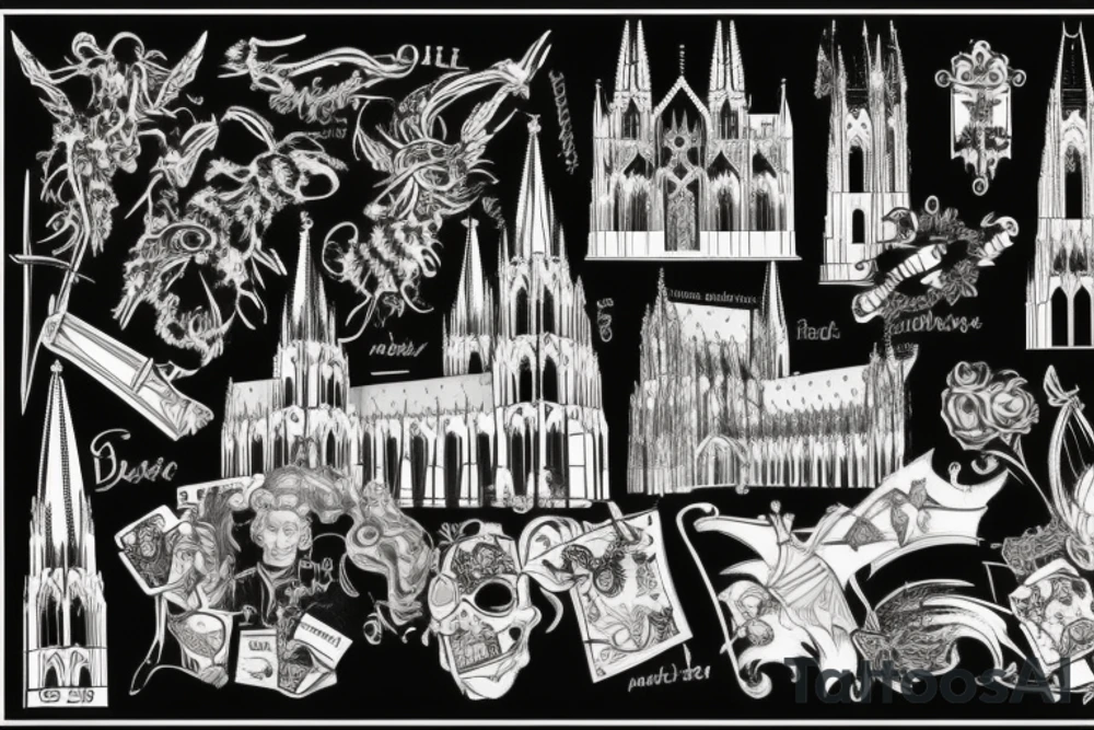 Cologne cathedral with gothic style tattoo idea