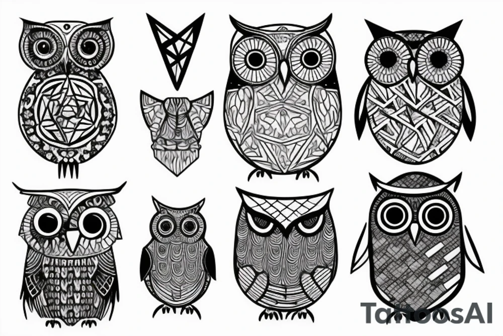 Geometric owl design tattoo idea