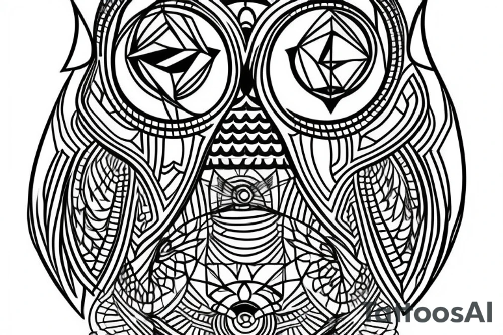 Geometric owl design tattoo idea