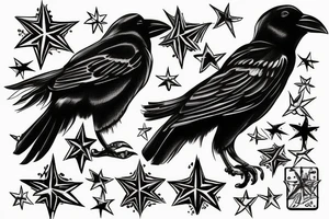 a crow perched on a star tattoo idea