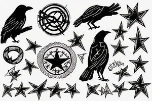 a crow perched on a star looks like an anarchist tattoo idea