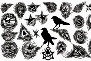 a crow perched on a star looks like an anarchist tattoo idea