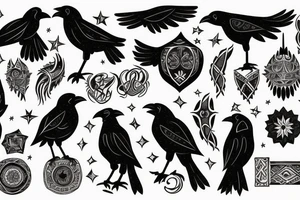 a crow perched on a star looks like an arab tattoo idea