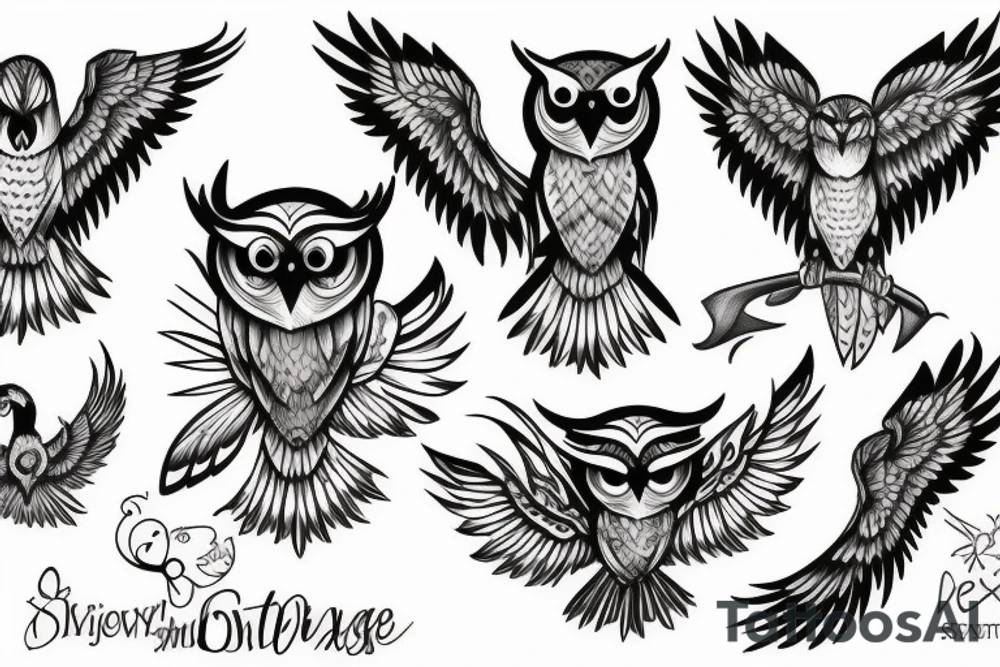 Phoenix and Owl tattoo idea