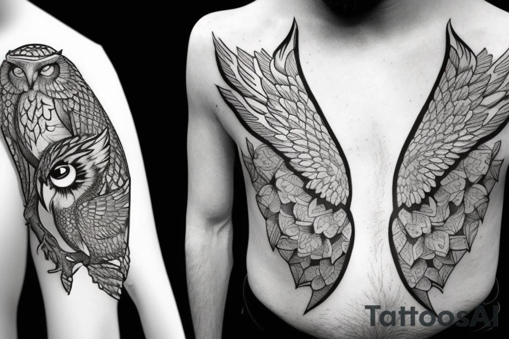 Phoenix and Owl tattoo idea