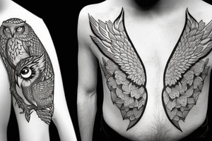 Phoenix and Owl tattoo idea