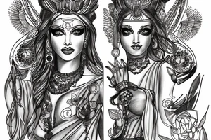 astarte goddess portait tattoo idea