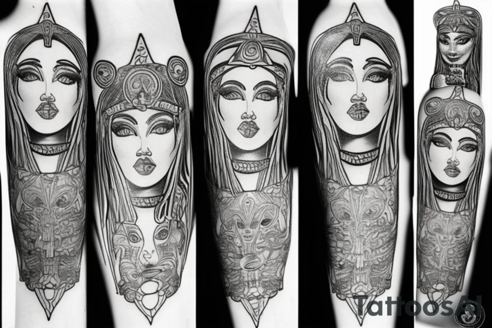 astarte goddess portait tattoo idea