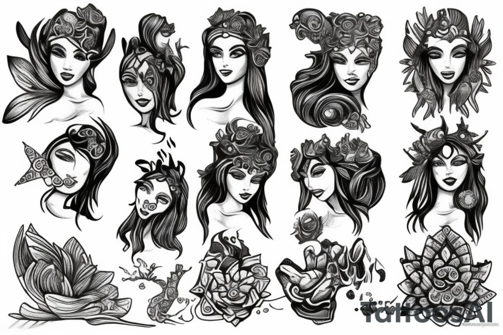 noctiluca goddess portait tattoo idea