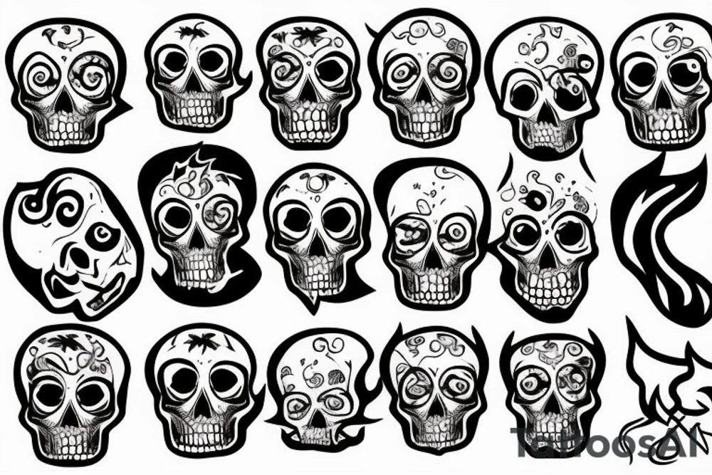 Skull with fire tattoo idea