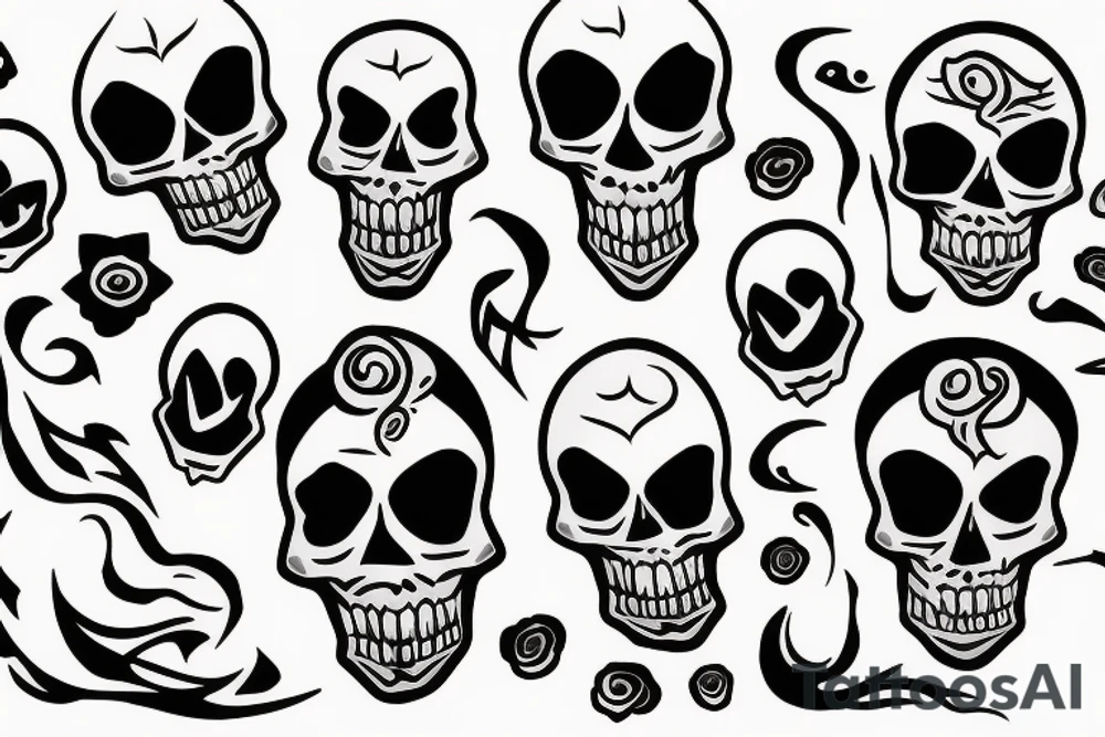 Skull with fire tattoo idea