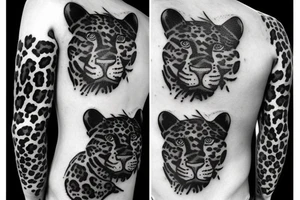Black Leopard with a smake around him tattoo idea