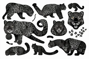 Black Leopard with a smake around him tattoo idea