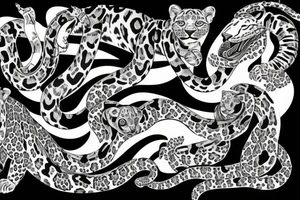 Leopard sourronded by snake tattoo idea