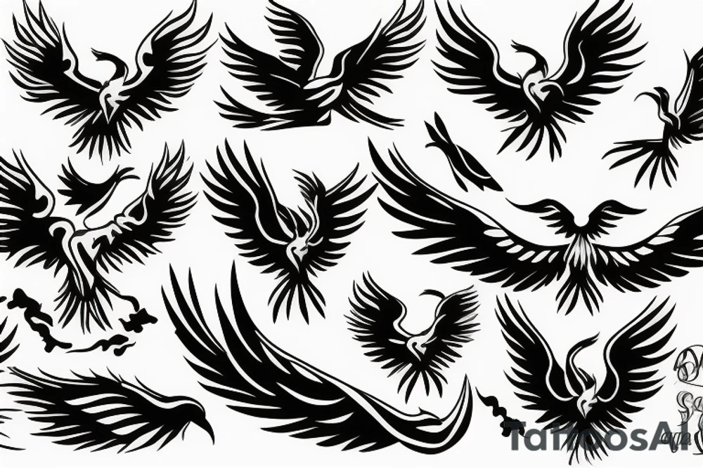 a phoenix in one stroke tattoo idea